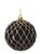 Black Velvet Christmas Baubles / Tree Ornaments Gold Glitter Lattice - Set of 6
