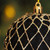 Black Velvet Christmas Baubles / Tree Ornaments Gold Glitter Lattice - Set of 6