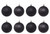 Black Christmas Tree Baubles - 10 cm Matte & Glitter Ornaments - Set of 8