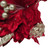 Red Velvet Poinsettia Christmas Flower Picks with Gold Glitter - Set of 6