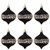Velvet Christmas Tree Black Baubles - Lanterns with Sequin Band 9cm - Set of 6