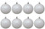 White Christmas Bauble 10cm Hanging Tree Ornaments - Glitter - Set of 8