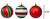 Christmas Baubles Tree Decorations - Red Green White Ornaments - Set of 12