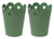 Metal Flower Plant Pots with Heart Cutout Design - Sage Green - Set of 2