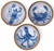 Nautical Wooden and Enamel Bowls with Blue Sea Life Designs - Set of 3