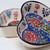 Turkish Ceramic Heart Dipping Bowls - Hand Crafted Vibrant Dishes - Set of 3