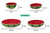Watermelon Red & Green Ceramic Serving Bowls & Dishes - Mixed Sizes - Set of 4