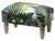 Palm Leaf Jungle Print Upholstered Ottoman Foot Stool with Storage Drawer