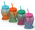 Colourful Mermaid Ombre Glass Drinking Jars with Lids and Straws - Set of 4