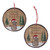 Christmas Cat Baubles Cute Wooden Xmas Tree Pebble Ornaments - Set of 2