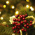 Christmas Berry Picks - Artificial Deep Red Wine Berries Green Leaves - Set of 6