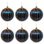 Navy Blue and Gold Striped Christmas Tree Baubles Decorations - Set of 6