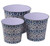 Metal Decorative Blue Patterned Plant Flower Pots - Set of 3