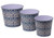 Metal Decorative Blue Patterned Plant Flower Pots - Set of 3