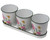 White Metal Floral Set of 3 Plant Pots with Tray - Flowers & Butterfly