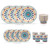 Reusable Plastic Dining Picnic Set - 16pcs Plates Bowls Cups - Moroccan