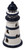 Ceramic Lighthouse Ornament with LED Navy Blue and White Coastal Decoration 14cm