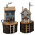 Coastal Wooden Cottage Ornament Decorations on Log Base 13cm - Set of 2