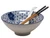 Ramen Noodle Bowl Set with Chopsticks and Spoon - Navy Blue Floral