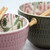 Patterned Noodle Rice Bowl Set with Chopsticks - Set of 2 - Pink Green