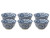 Navy Blue Floral 12cm Patterned Asian Inspired Serving Bowls - Set of 6