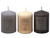 Scented 10cm Pillar Candles 45 Hour Burn Time Dark Light Grey Cream - Set of 3