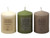 Scented 10cm Pillar Candles 45 Hour Burn Time White Green Natural - Set of 3