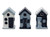 Ceramic Coastal House Ornaments Blue and White 10cm - Set of 3