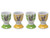 Ceramic Bunny Egg Cups with Spring Green and Yellow Design - Set of 4
