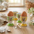 Ceramic Bunny Egg Cups with Spring Green and Yellow Design - Set of 4