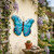 Metal Butterfly Garden Wall Hanging 34cm Blue Decorative Ornament