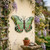 Metal Butterfly Garden Wall Hanging 34cm Green Decorative Ornament
