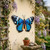 Metal Butterfly Garden Wall Hanging 34cm Blue and Black Decorative Ornament
