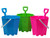 Children's Octagonal Castle Beach Bucket and Spade - Pink Blue Green - Set of 3