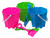 Children's Octagonal Castle Beach Bucket and Spade - Pink Blue Green - Set of 3
