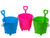 Children's Round Castle Beach Bucket and Spade - Pink Blue Green - Set of 3