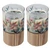 Large Floral Fragranced Candles in Glass Holders Wooden Base - Set of 2