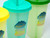Colour Changing Outdoor Tumblers Lids Reusable Straws - Green Yellow - Set of 3