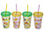 Reusable Spiral Straw Tumblers Cups - Guinea Pig Sunshine Designs - Set of 4