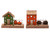Rustic Wooden Autumn House Decorations with Pumpkins and Hedgehogs - Set of 2