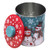 Christmas Snowman Metal Storage Tin with Lid – Red and Blue Snowflake Design