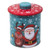 Christmas Santa Reindeer Round Metal Storage Tin with Lid – Red Blue Snowflake