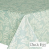 Catalonia Damask Duck Egg - Wipe Clean Tablecloth - pictured on a table