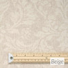 Catalonia Damask Acrylic Coated Fabric. Colour: Beige - pictured with a wooden rule.