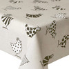 Wipe Clean Tablecloth - Acrylic Coated-  Loneta: Two Tone Chickens. Pictured on a table