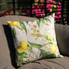 Outdoor Cushion: Citron - pictured on a garden seat