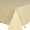 Valencia: Dorothy Red wipe clean acrylic coated tablecloth - shown on a table