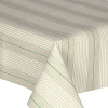 Acrylic Coated Fabric- Mirha Yarn Dyed: Harbour Stripe - Green. Pictured on a table