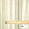 Wipe Clean Fabric- Mirha Yarn Dyed: Harbour Stripe - Green. Pictured with a wooden ruler to show scale