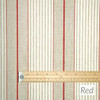 Wipe Clean Fabric- Mirha Yarn Dyed: Harbour Stripe - Red. Pictured with a wooden ruler to show scale